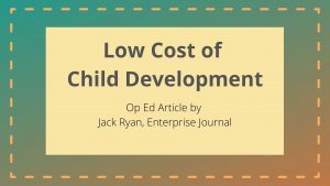Image that says "Low Cost of Child Development"